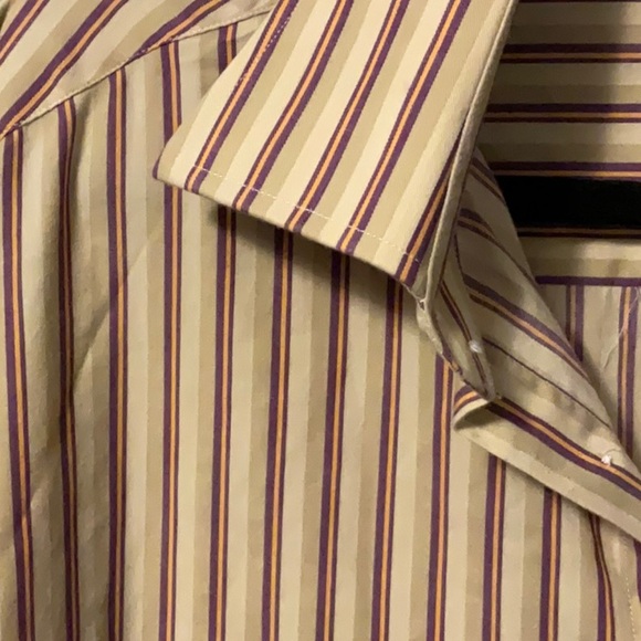 Classic Beige Striped Button-Down Shirt - Picture 2 of 5